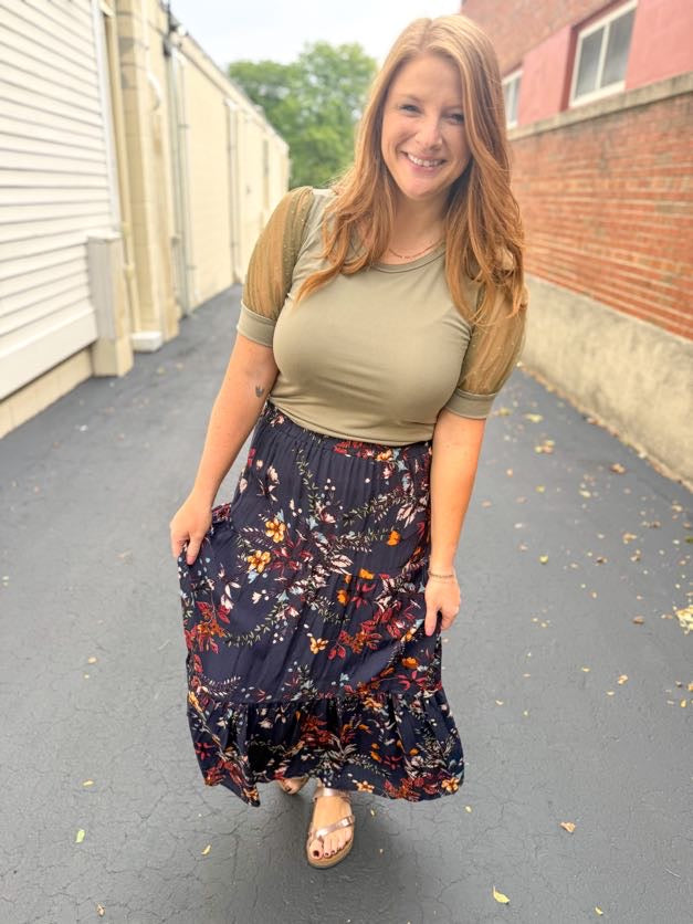 Sage Dotted Sleeve Top