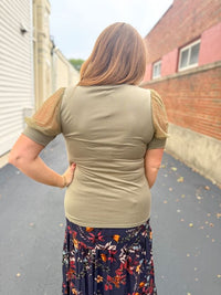 Sage Dotted Sleeve Top
