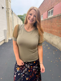 Sage Dotted Sleeve Top