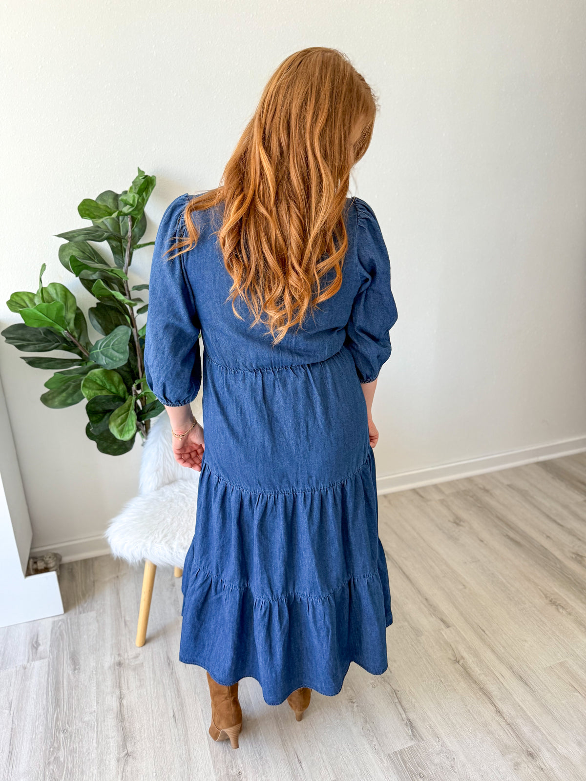 Colette Denim Bow Dress