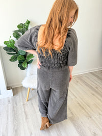 Noir Smocked Jumpsuit