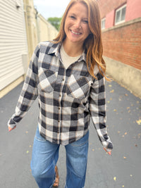 Navy Mocha Plaid Button Up