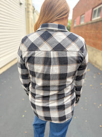 Navy Mocha Plaid Button Up