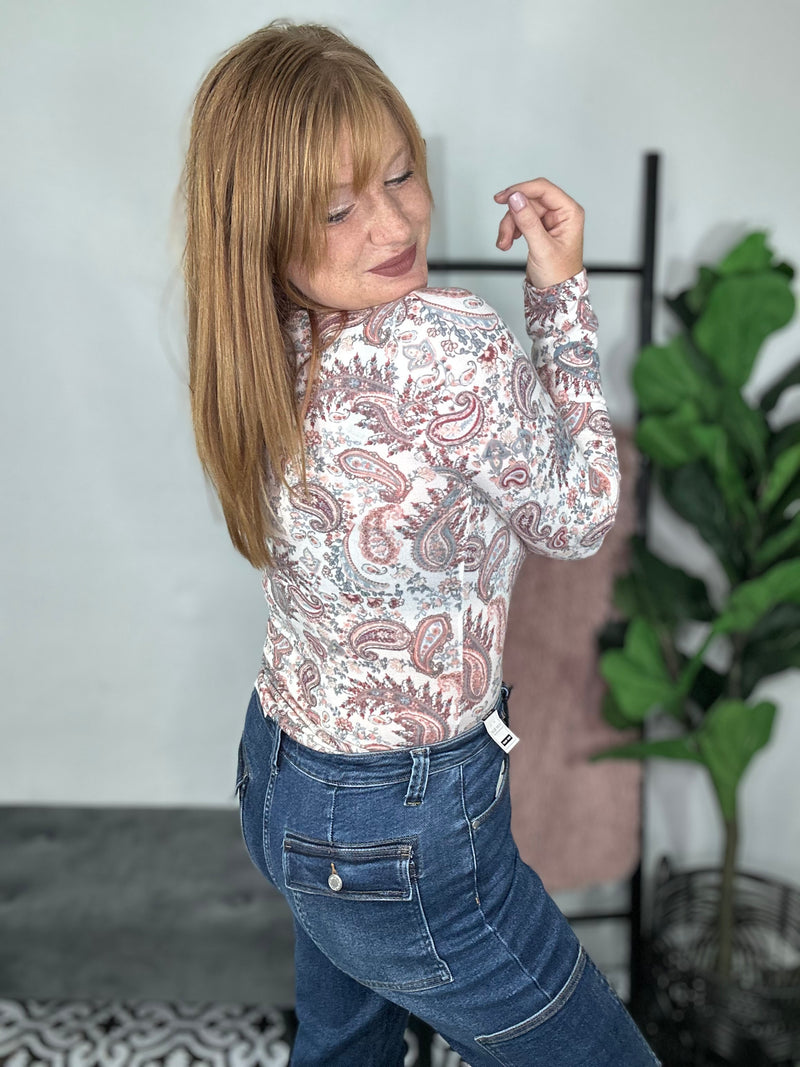 Paisley Floral Long Sleeve Bodysuit