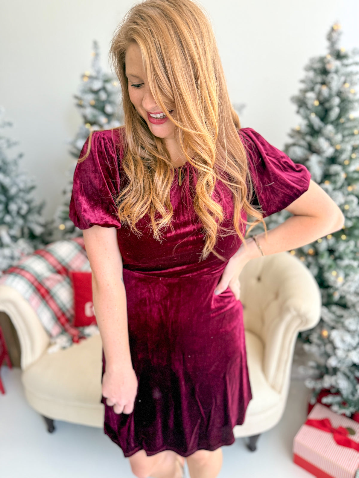 Wine Velvet Dress