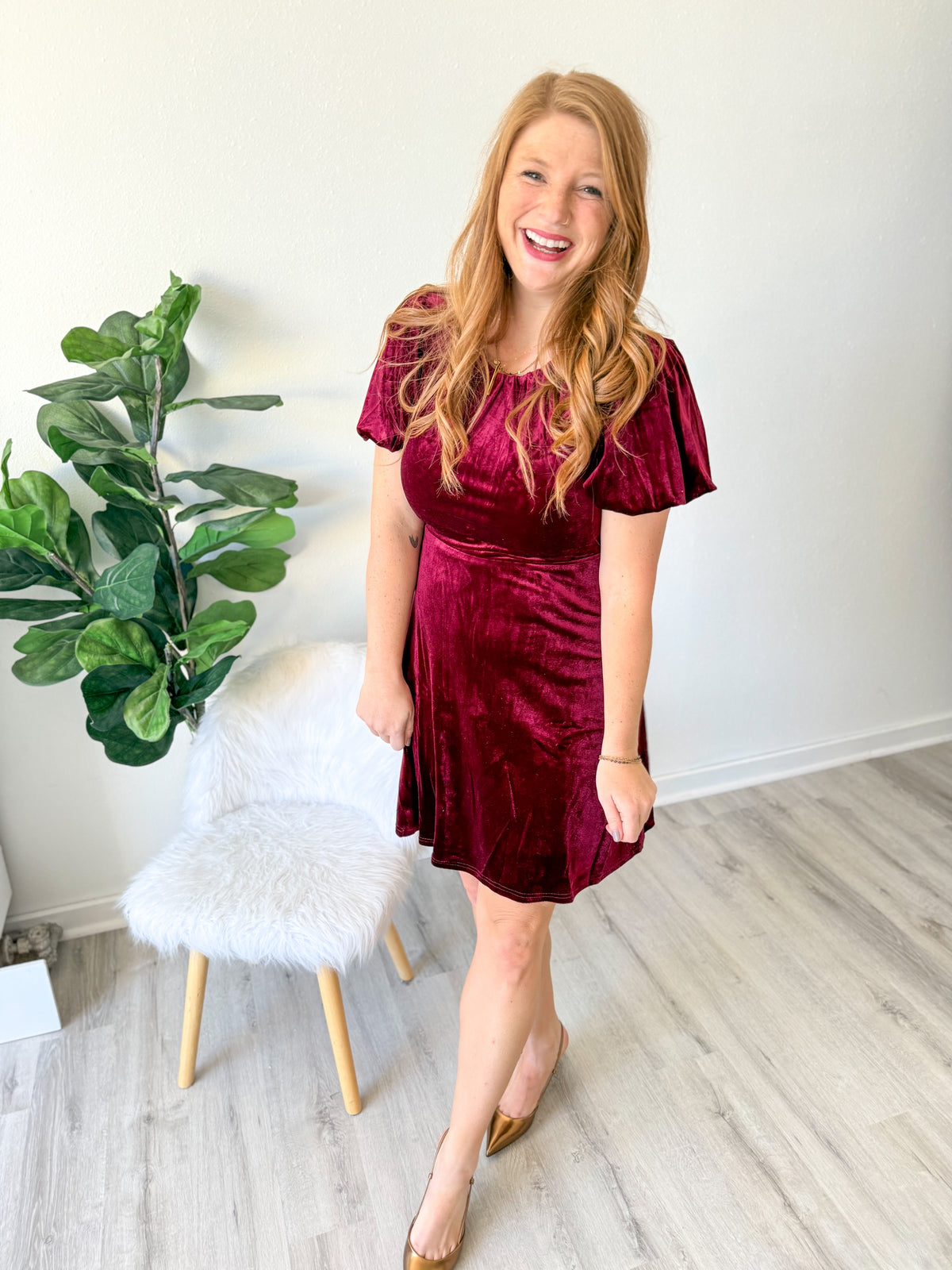 Wine Velvet Dress