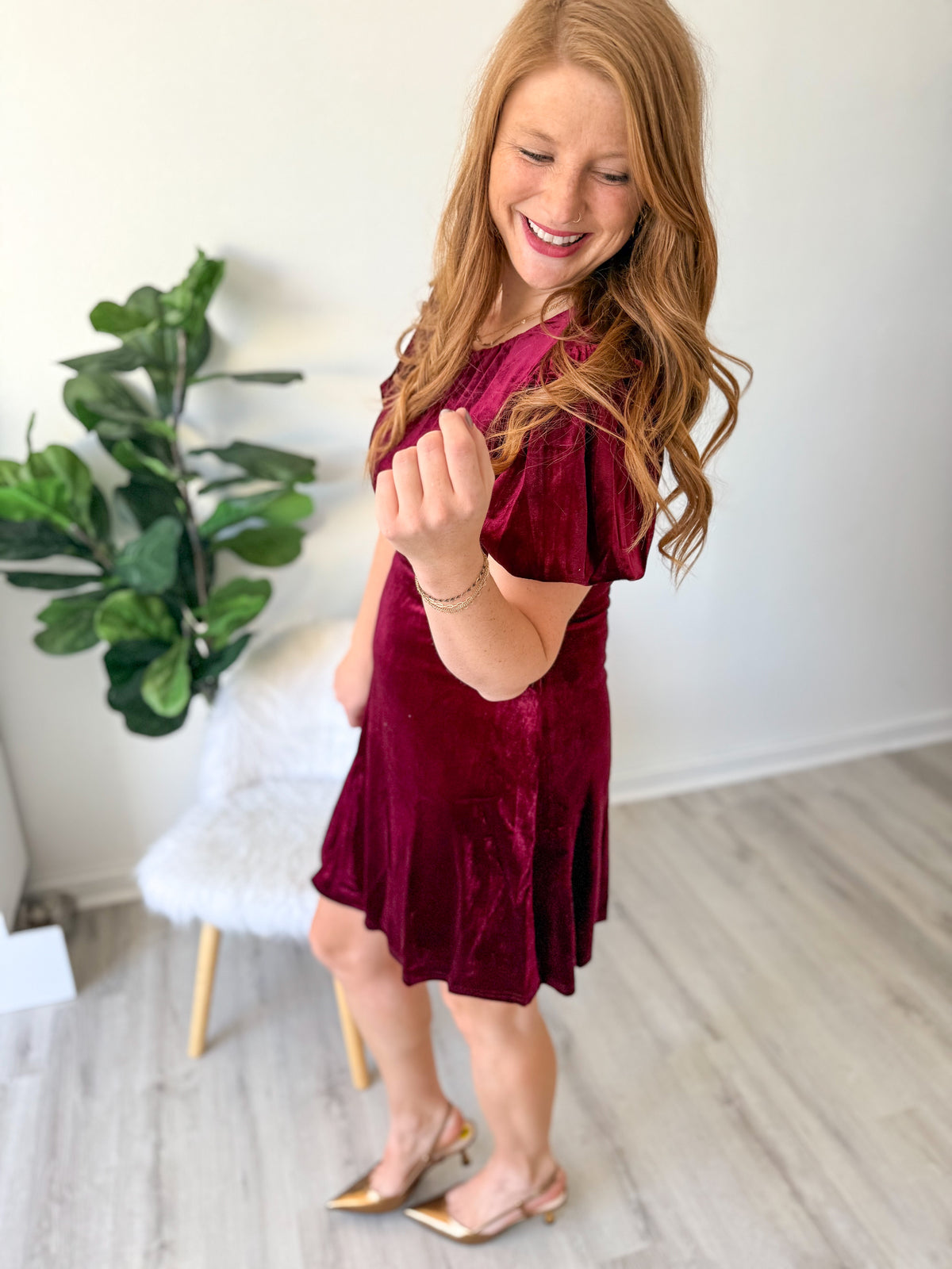Wine Velvet Dress