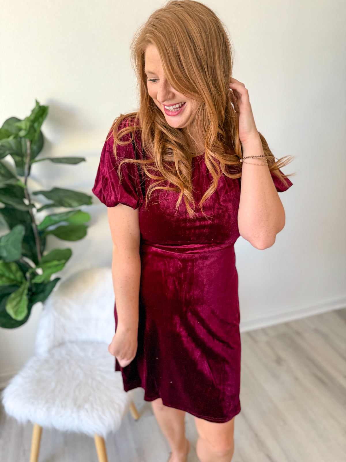 Wine Velvet Dress