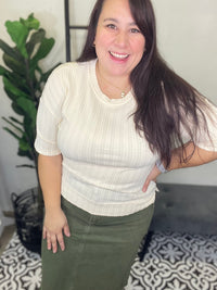 Ivory Braided Short Sleeve Top