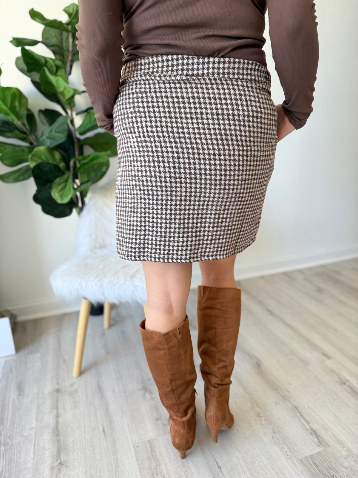 Mocha Plaid Skirt