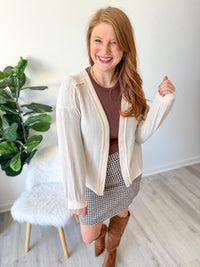 Reverse Stitched Open Front Cardigan