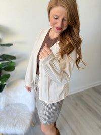 Reverse Stitched Open Front Cardigan