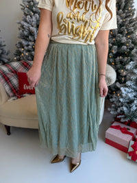 Shimmer Textured Midi Skirt