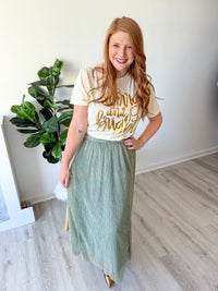 Shimmer Textured Midi Skirt