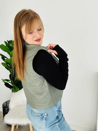 Olive Floral Snap Vest