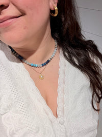 Blue Agate Glass Bead Necklace