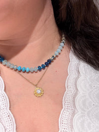 Blue Agate Glass Bead Necklace