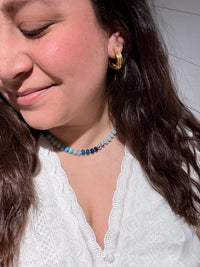Blue Agate Glass Bead Necklace