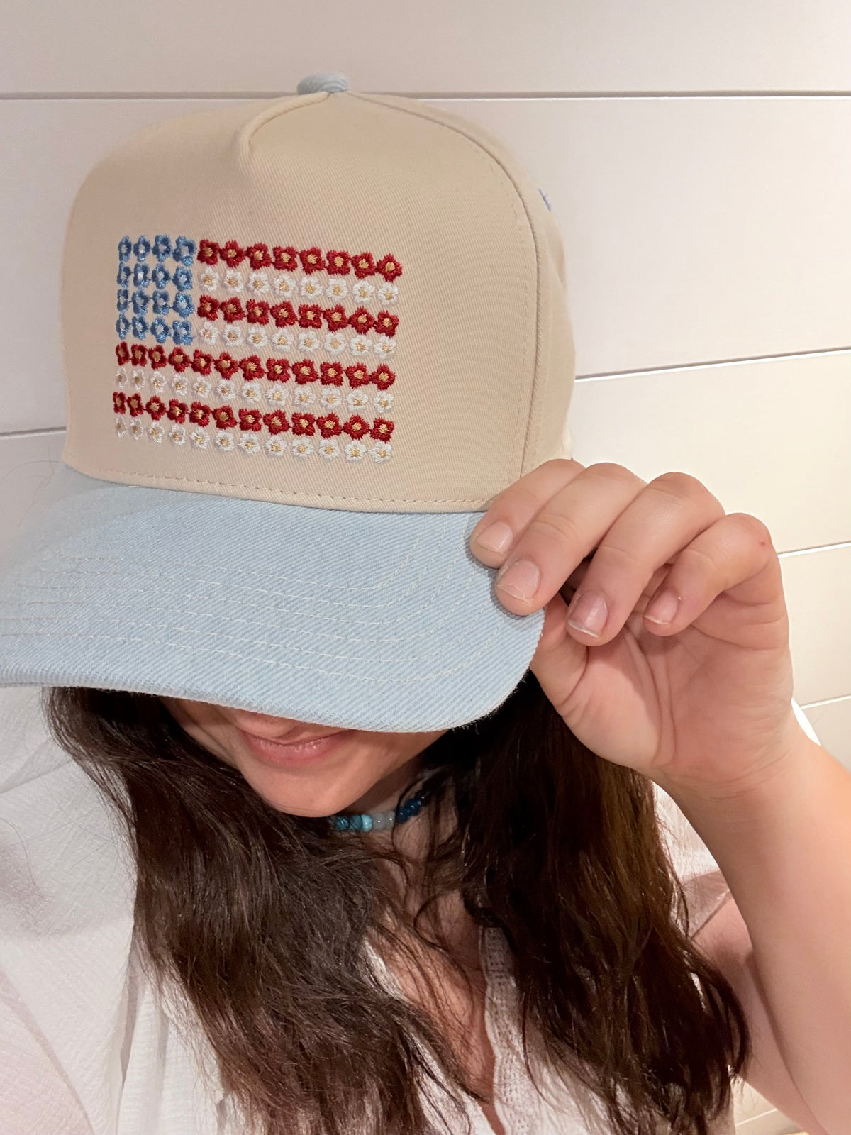 Floral American Flag Trucker Hat