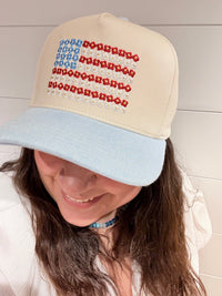 Floral American Flag Trucker Hat