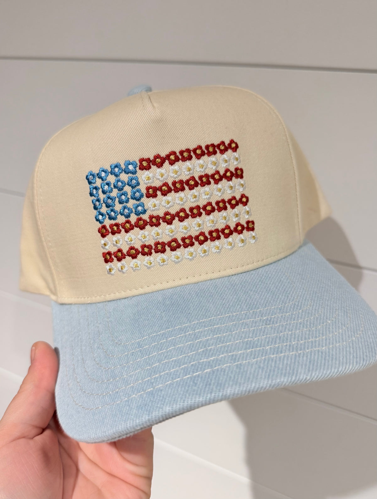 Floral American Flag Trucker Hat
