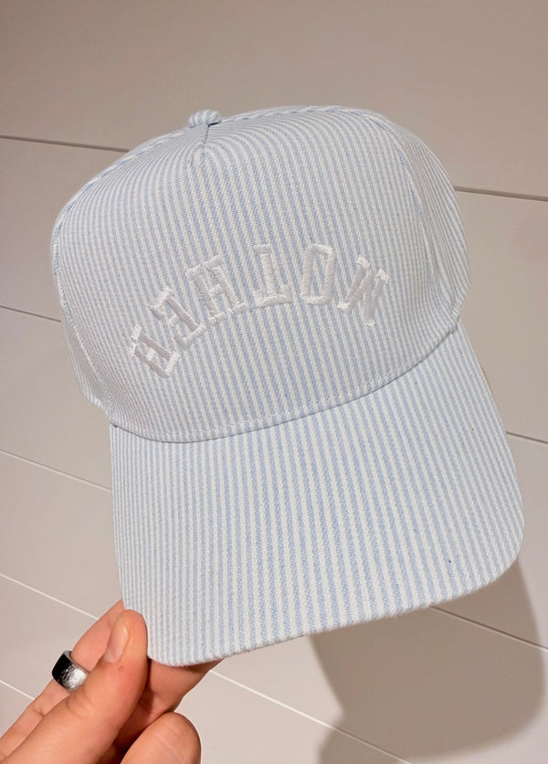 Blue Stripe Mother Upside Down Trucker Hat