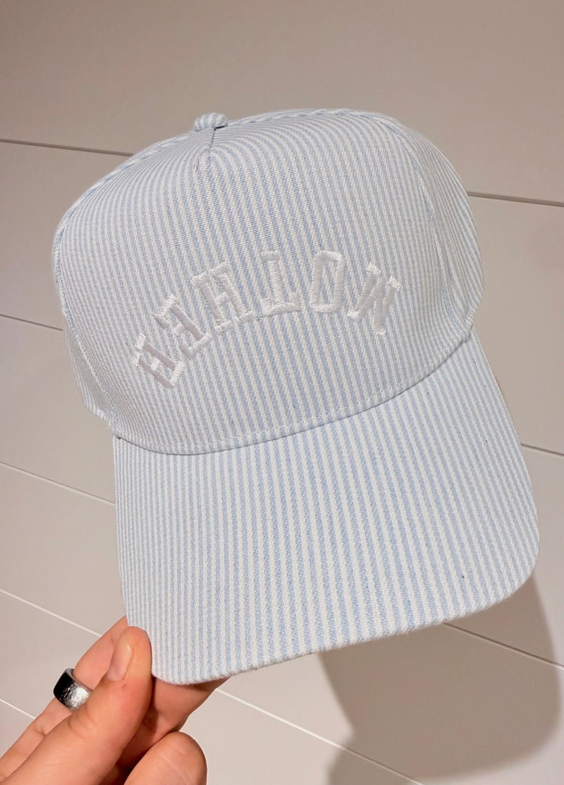 Blue Stripe Mother Upside Down Trucker Hat
