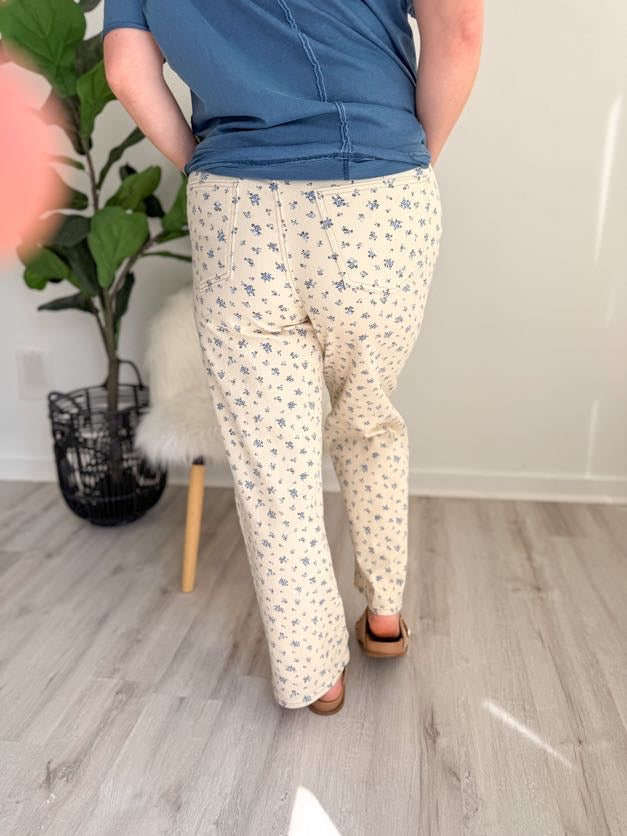 Soft Blue Ditsy Floral Jeans