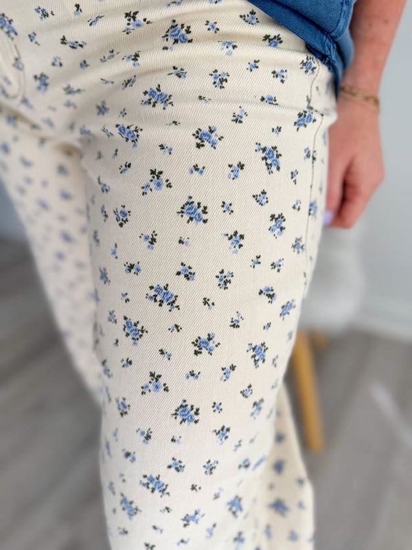 Soft Blue Ditsy Floral Jeans