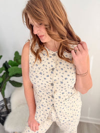 Soft Blue Ditsy Floral Vest