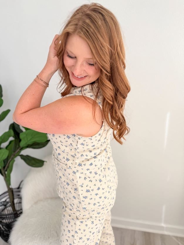 Soft Blue Ditsy Floral Vest