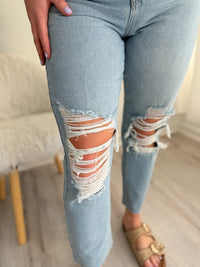 Classic Light Wash Distressed Jeans