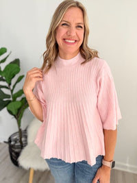 Blush Breeze Mock Neck Knit Top