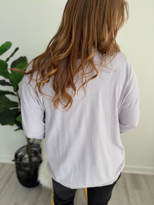 Cozy Open Front Cardigan - Lilac