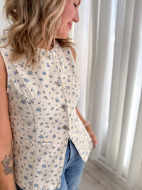Soft Blue Ditsy Floral Vest