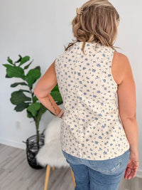 Soft Blue Ditsy Floral Vest