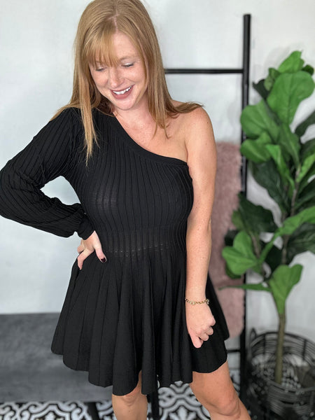 Black Off The Shoulder Sweater Dress – Wild & Precious Boutique