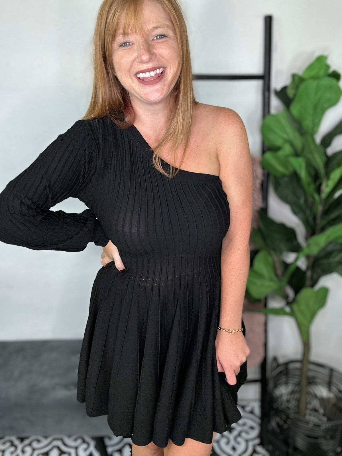 Black Off The Shoulder Sweater Dress