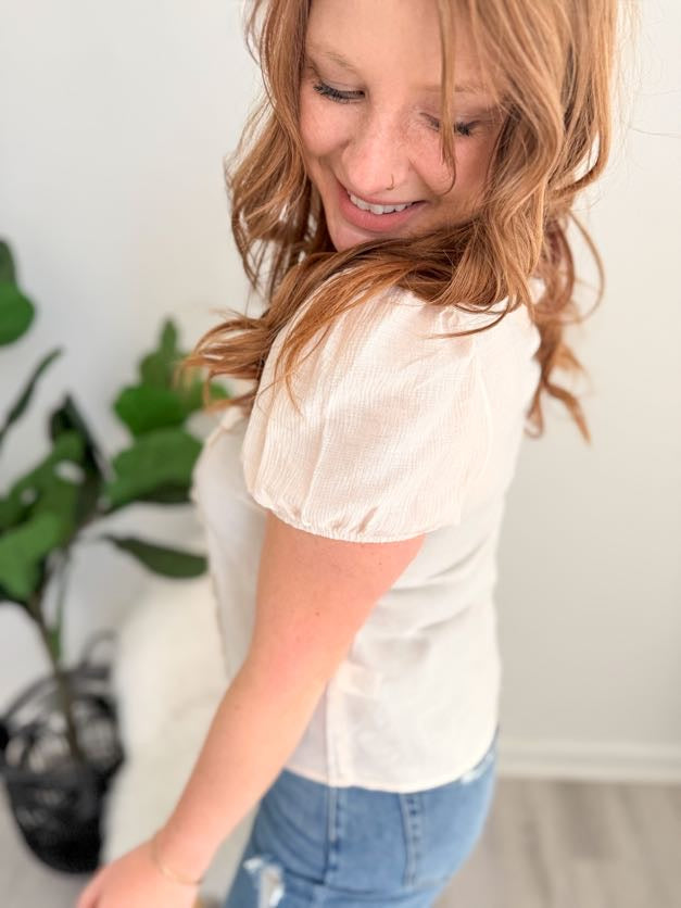 Ivory Scallop Trim Top