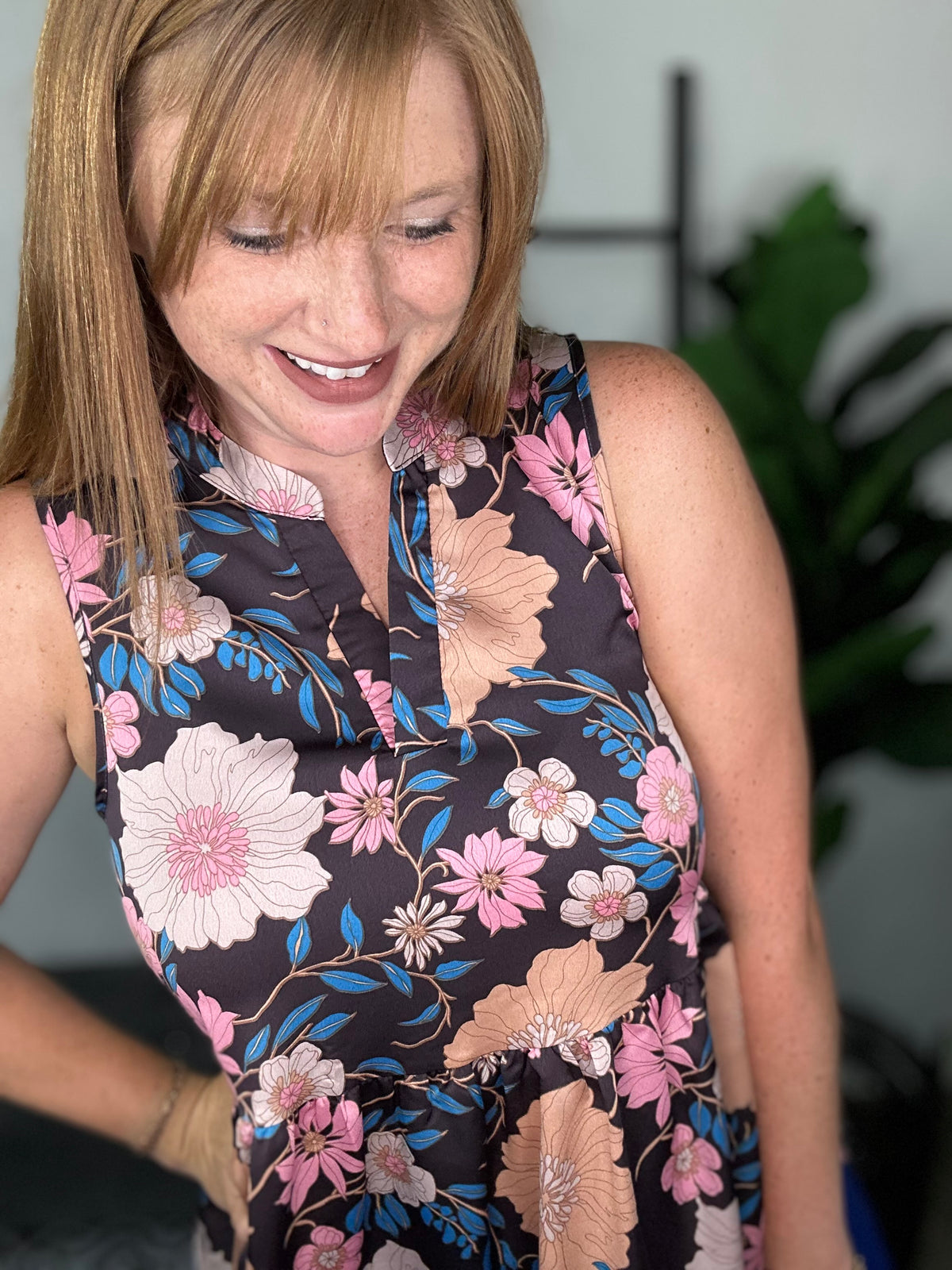 Pinky Floral Sleeveless Top