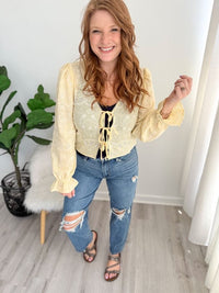 Golden Lace Tie Top
