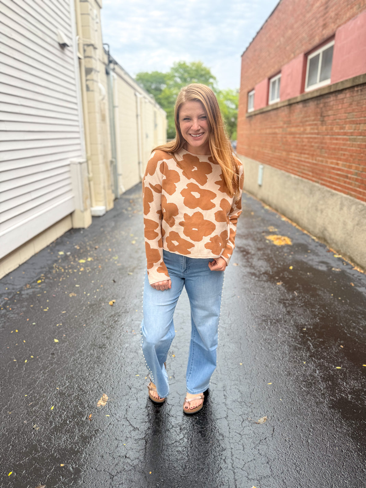 Latte Floral Sweater