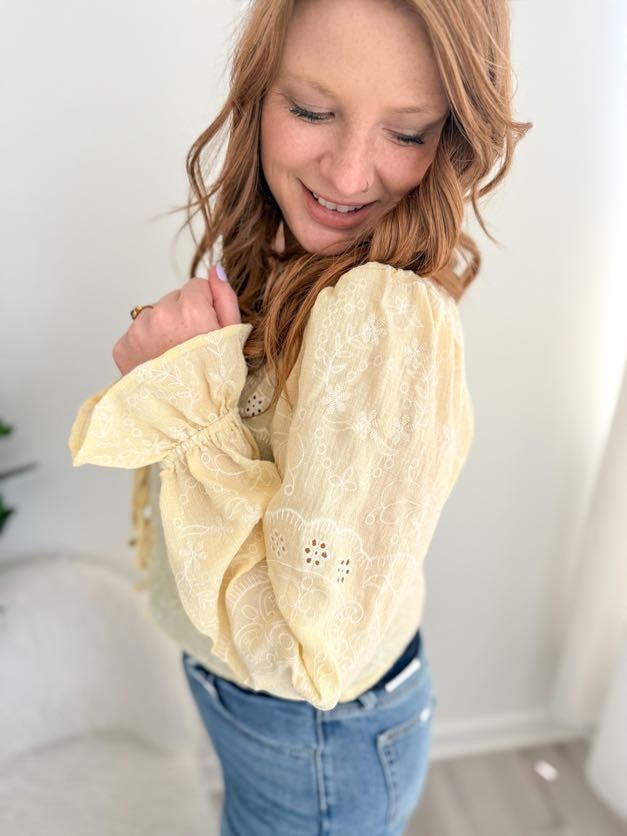 Golden Lace Tie Top