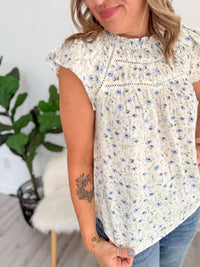 Ditsy Floral Flutter Sleeve Top