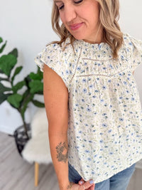 Ditsy Floral Flutter Sleeve Top