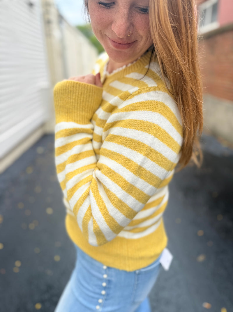 Mustard Stripe Dainty Sweater