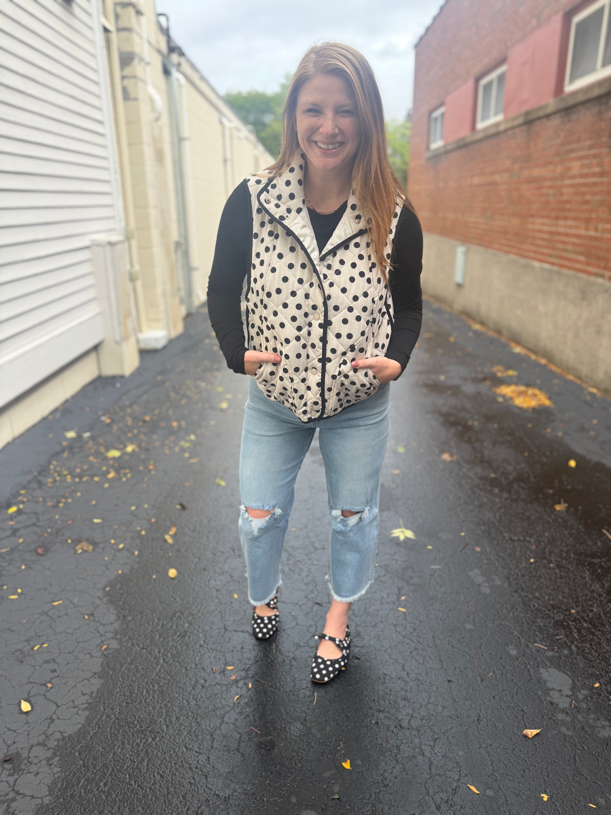 Polka Dot Quilted Vest