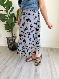 Blue Tulle Pleated Midi Skirt