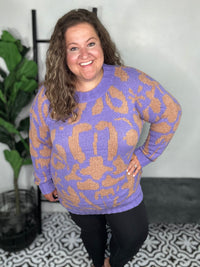 Purple And Natural Sweater- Plus Size Only