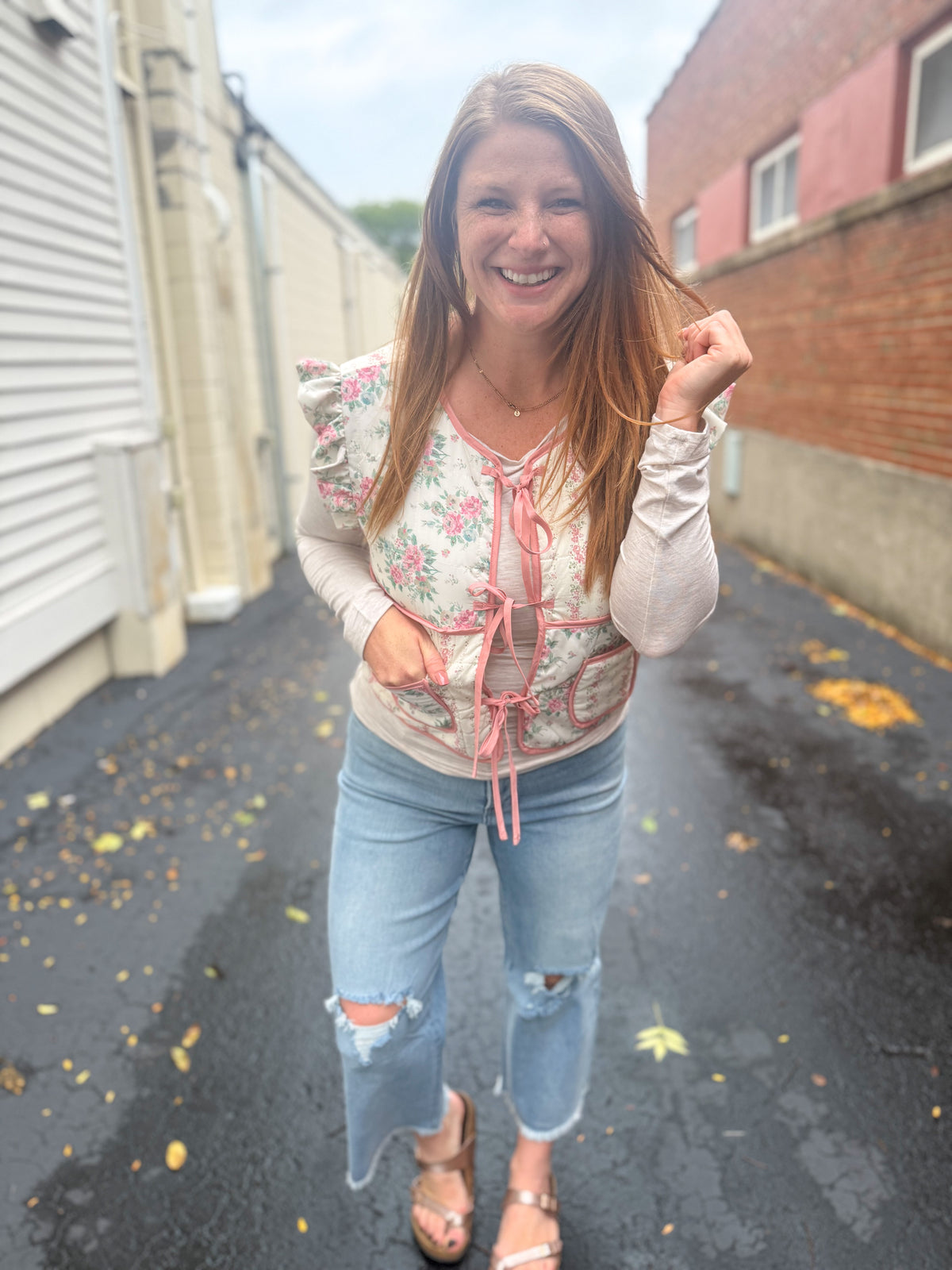 Heirloom Rose Front Tie Vest